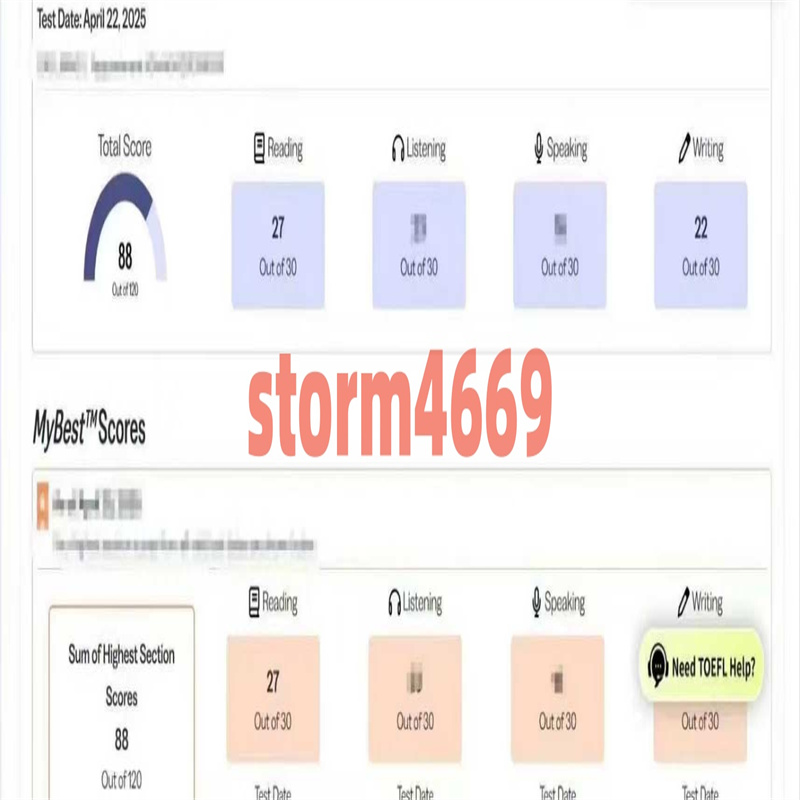 浙江某同学托福考试保分保过出88分
