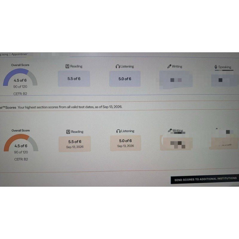 浙江某同学托福替考出4.5分